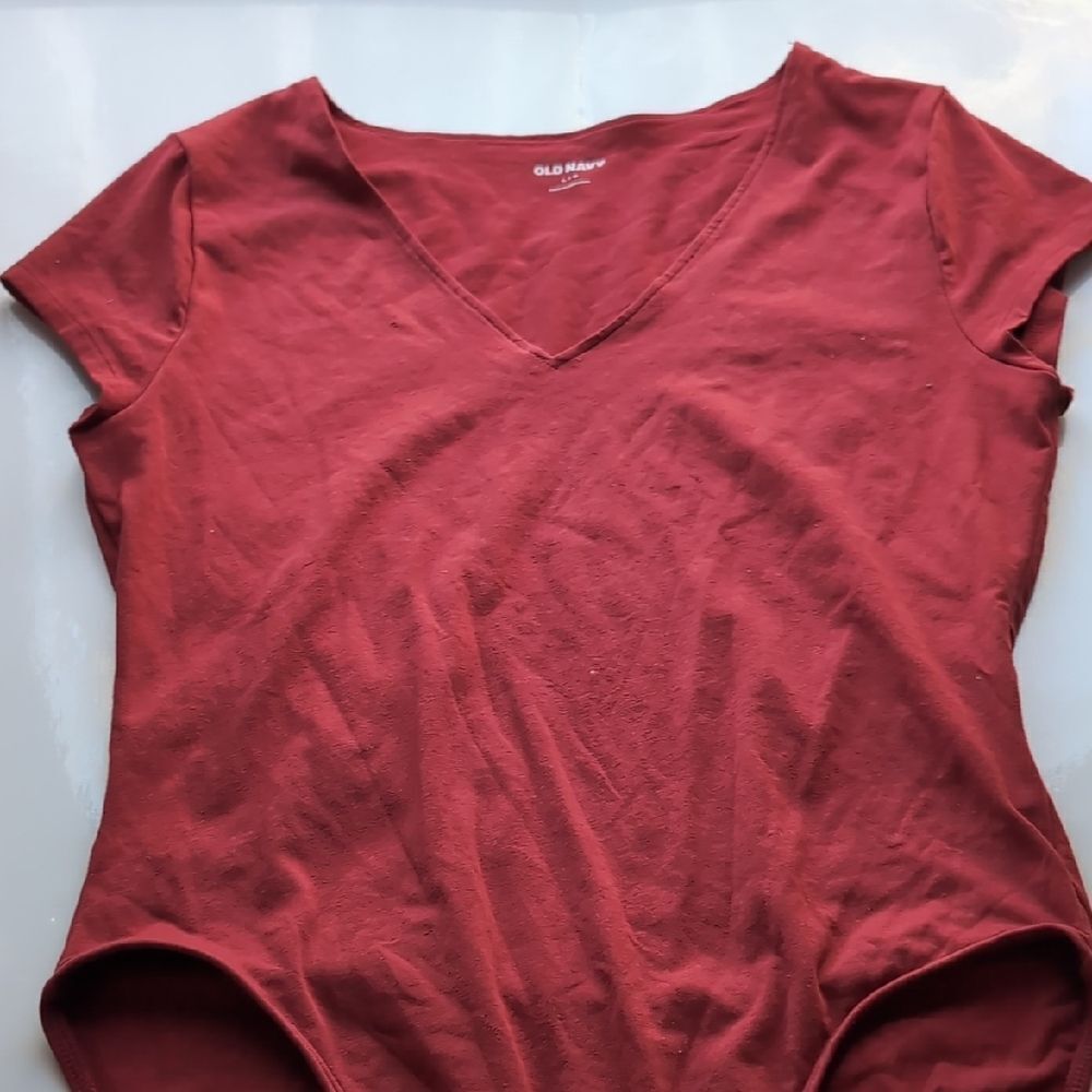Old Navy Women's Deep Red V-Neck Bodysuit L